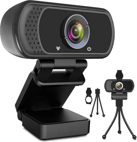 A computer with a webcam and microphone