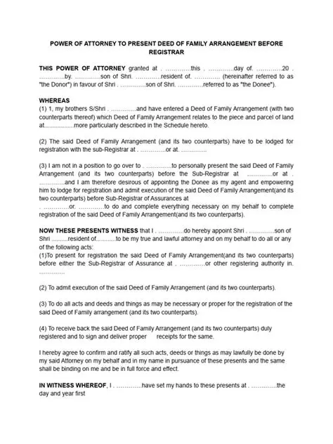 Arrangement of Power Deed in Notary
