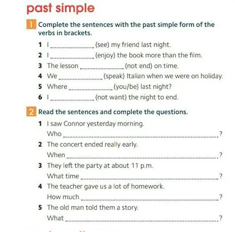 B Complete the Sentences with the Past Simple of the Verbs in Brackets