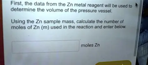 Calculate the number of moles of Zn