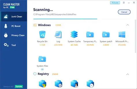 Clean registries and junk files