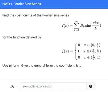 Coefficients of the Fourier Sine Series