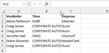 Definir a largura das colunas manualmente