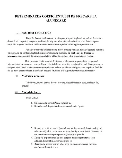 Definirea Coeficientului de Frecare la Alunecare