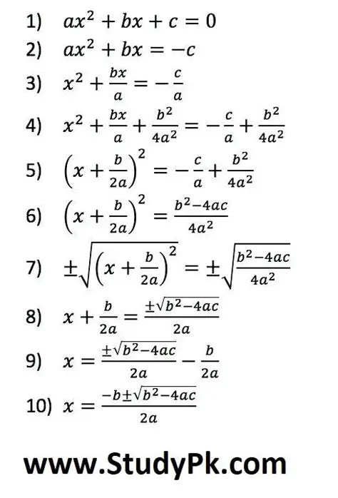 Deriving the Quadratic Formula by Completing the Square