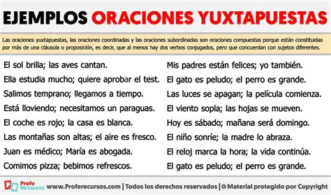 Ejemplos de oraciones yuxtapuestas
