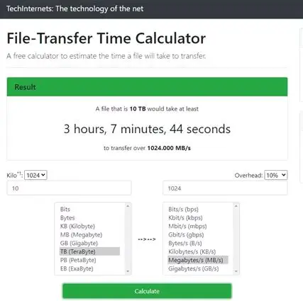 Estimated File Transfer Time