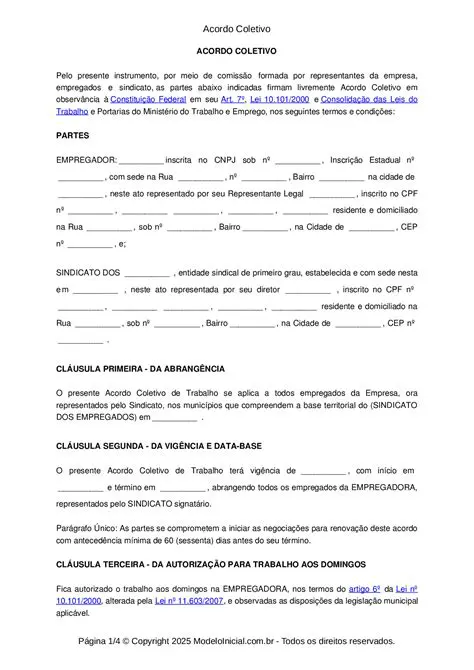 Exemplo de Acordo Coletivo