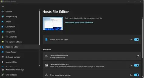 Features of the Hosts File Editor