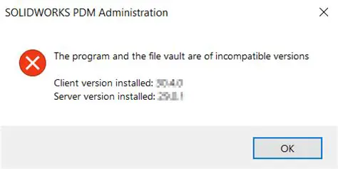 Incompatible database versions