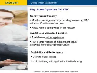Key Features of Cyberoam SSL VPN Client
