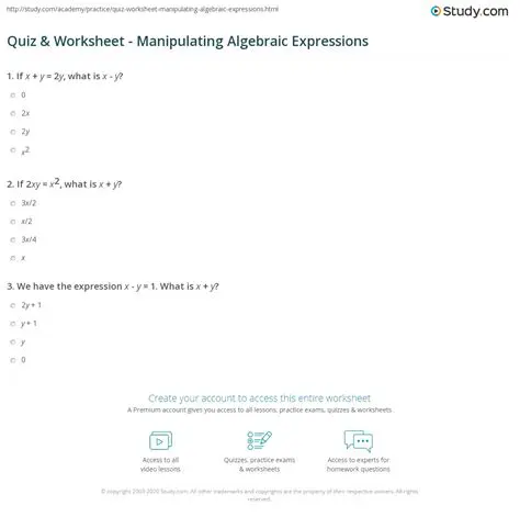 Manipulating Algebraic Expressions