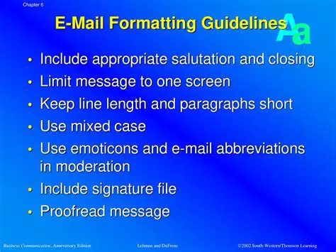 Message formatting guidelines