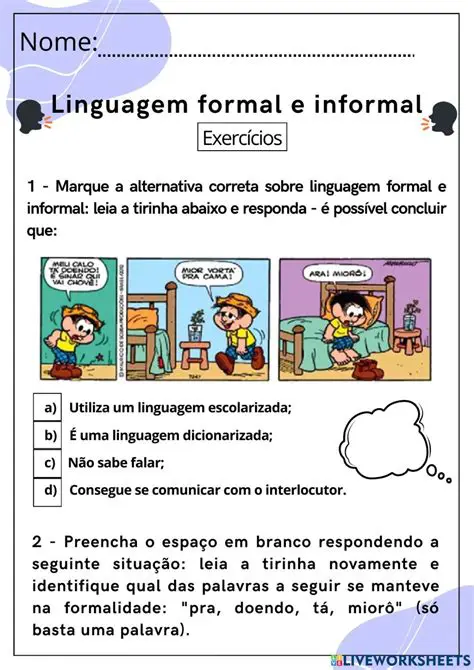Perguntas e Respostas sobre Formal e Informal