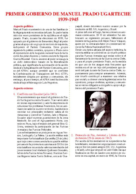 Preguntas y Respuestas sobre el Segundo Gobierno de Manuel Prado Ugarteche