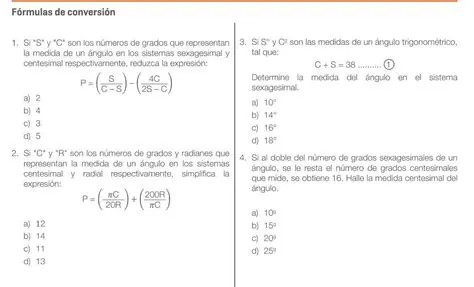 Preguntas y respuestas sobre grados opuestos y radianes