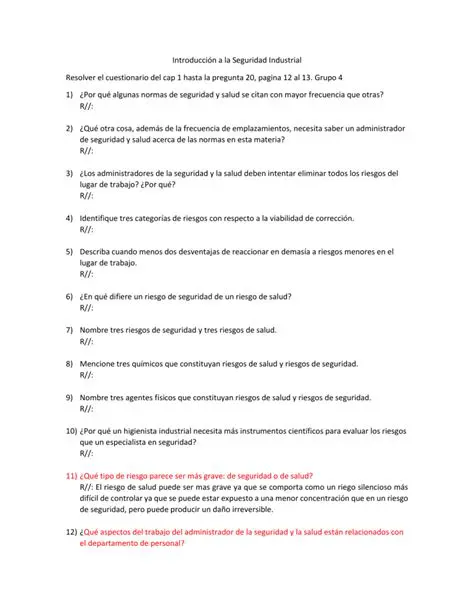 Preguntas y Respuestas sobre la Seguridad en el Trabajo