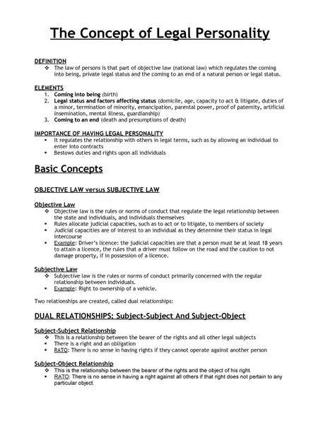 The Concept of Legal Personality