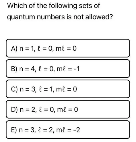 The following sets of quantum numbers are not valid but can be made so by correcting one value