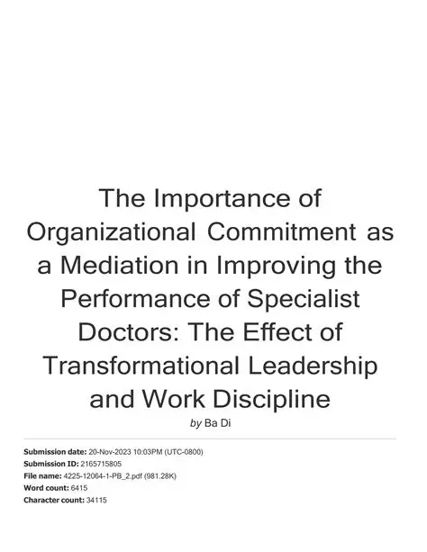 The Importance of Organizational Commitment and Work Discipline